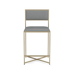 OPEN BOX: Dessau Counter Stool, Milano Leather, Grey, Antique Brass