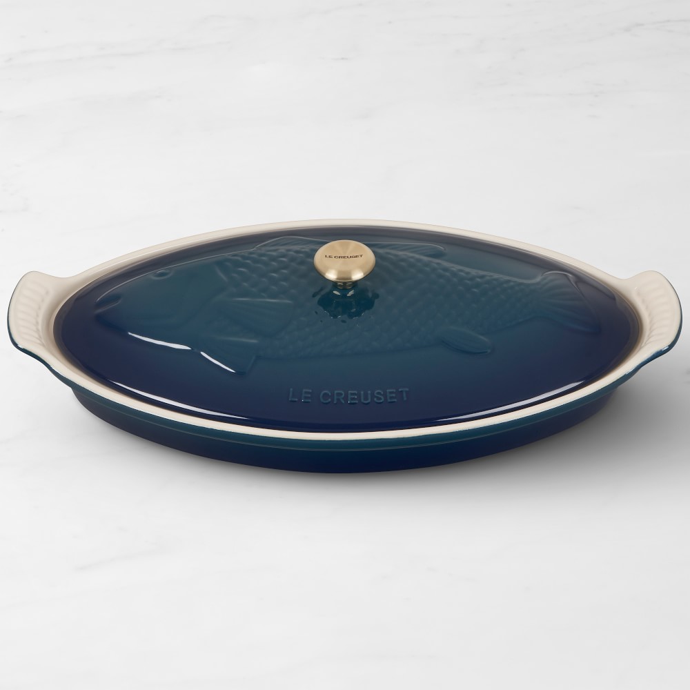 Le Creuset Stoneware Oval Fish Baker, 1 3/4 Qt. - 16", Agave