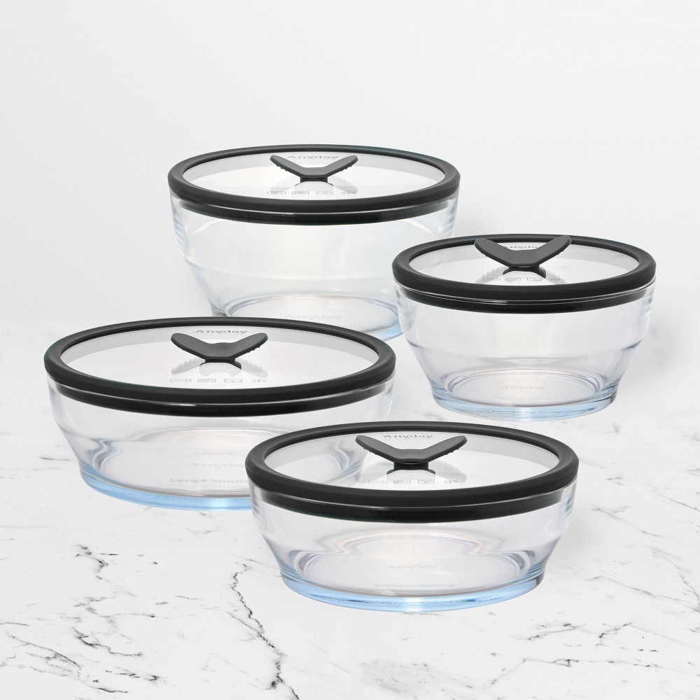 Anyday Glass Cookware and Storage, Set of 8 - Set of 8, Black Sesame