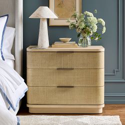 Seiche 3-Drawer Large Grass Cloth Nightstand (42")