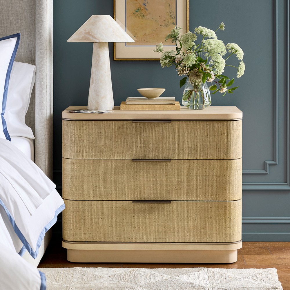 Seiche 3-Drawer Large Grass Cloth Nightstand (42") by Williams Sonoma Home