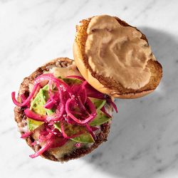 Adobo Chicken Burger with Pickled Red Onions and Avocado Set