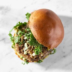 Bistro Burger with Blue Cheese, Caramelized Onions and Cornichon Aioli Set