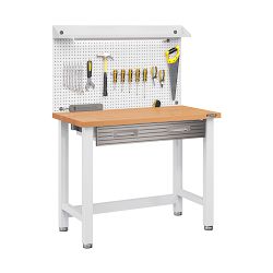 Seville Classics UltraHD® Lighted Workcenter with Wood Top and Pegboard
