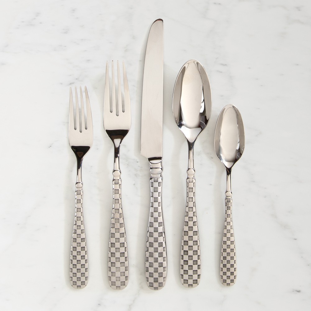 MacKenzie-Childs Check 5-Piece Flatware Sets - 5-Piece, Silver