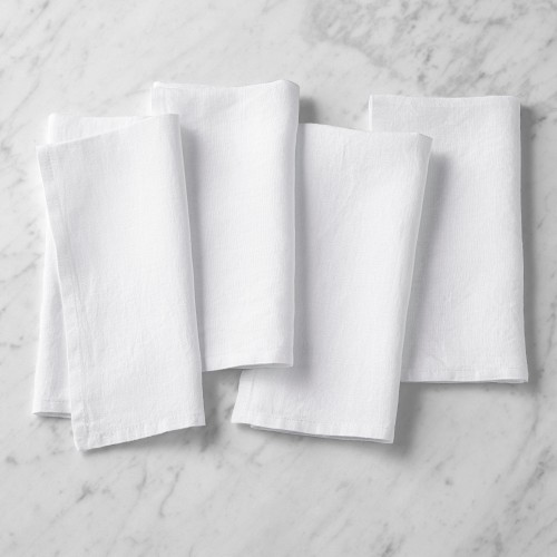 Italian Washed Linen Napkins, Set of 4, White