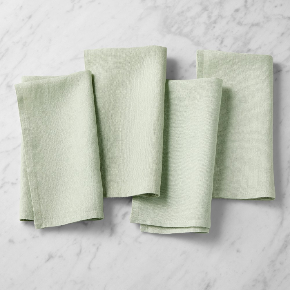 Italian Washed Linen Napkins - Set of 8, Seafoam
