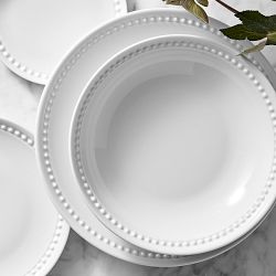 Pillivuyt Beaded Coupe Porcelain Pasta Bowl Set with Serving Bowl