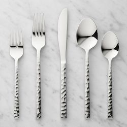 Fortessa Arezzo Hammered  5-Piece Flatware Set, Silver