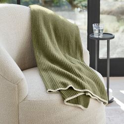 Eco-Friendly Contrast Edge Cashmere Knit Throw
