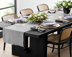 Linen Double Hemstitch Table Runner, Charcoal