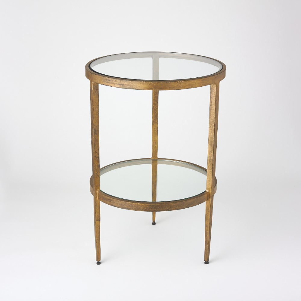 Laforge Two Tier Side Table (16") - Antique Gold