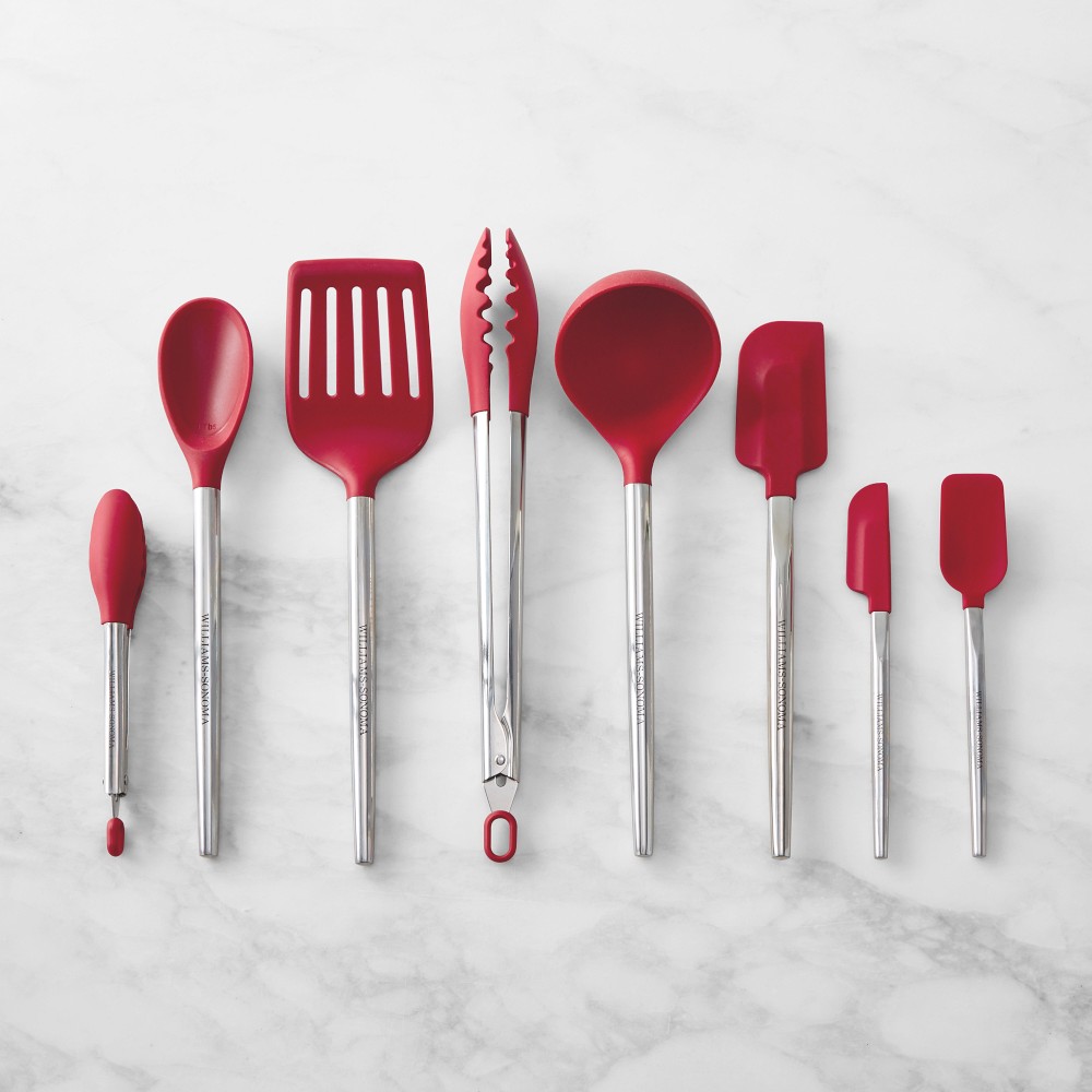 Williams Sonoma Stainless-Steel Silicone Utensils, Set of 8 - Set of 8, Red