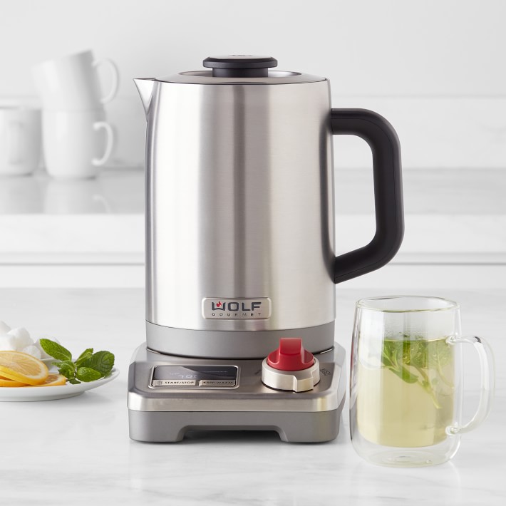 Wolf Gourmet True Temperature Electric Kettle, Red Knob