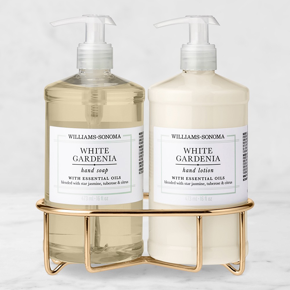 Williams Sonoma White Gardenia Hand Soap & Lotion 3-Piece Set - Classic, Gold