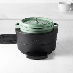 Staub Induction Multi-Cooker & Adapter Ring with 4-Qt. Staub Round Oven, Sage