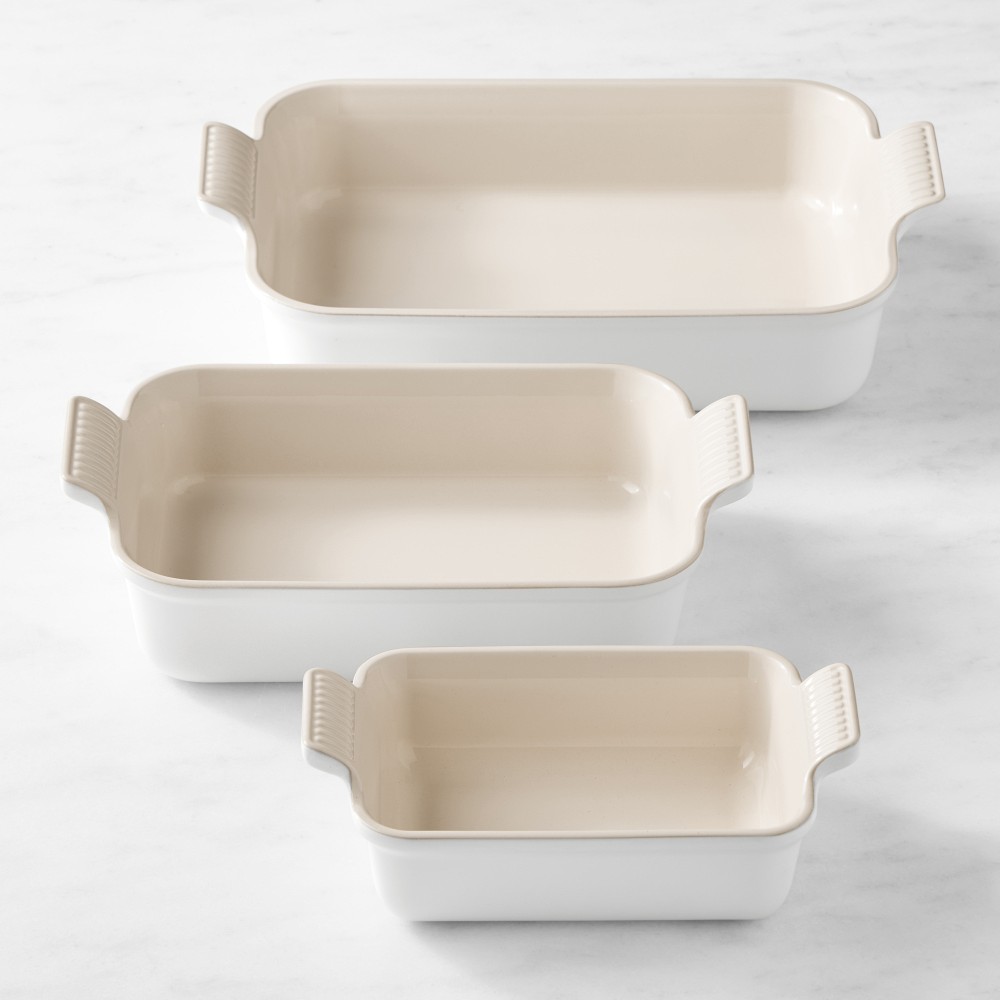 Le Creuset Heritage Open Rectangular Dishes, Set of 3 - Matte White