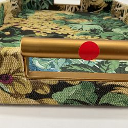 OPEN BOX:Fern Forest Jute Raffia Tray, Rectangular, Green