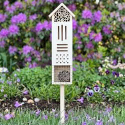 Pollination Palace Wooden House for Bees, Butterflies, Ladybugs & Insects, 5 Compartment