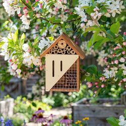 Pollination Palace Wooden House for Bees, Butterflies, Ladybugs & Insects, 3 Compartment