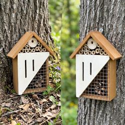 Pollination Palace 3 Compartment Wooden House for Bees, Butterflies, Ladybugs, &amp; Insects