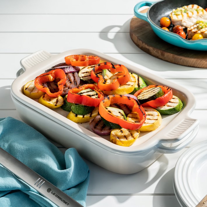 LE CREUSET グリルパン 限定色グレー ＊箱無し Le Creuset Stoneware Rectangular Baking Pan with Platter Lid