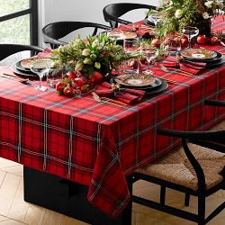 Red Tartan Tablecloth, 70" X 108"