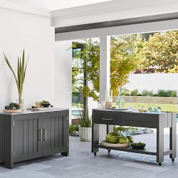 Larnaca Outdoor Slate Grey Metal Prep Table (58")