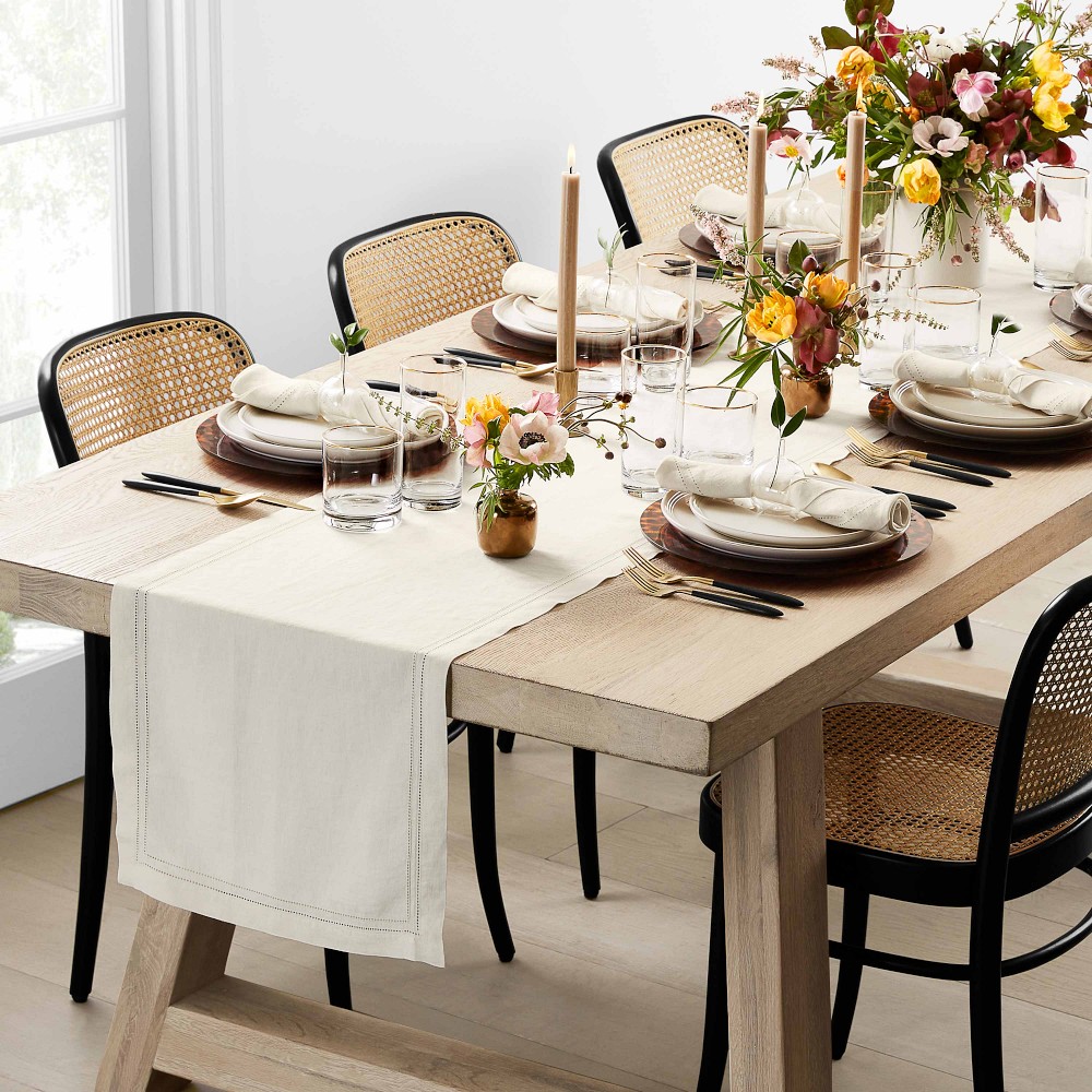 Williams Sonoma Linen Hemstitch Table Runner