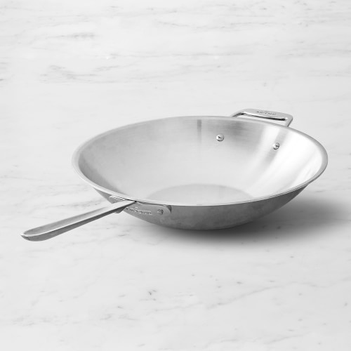 All-Clad D5® Polished Stainless-Steel Stir Fry Wok, 14