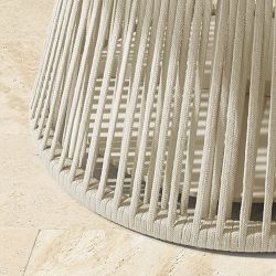 Pasadena Outdoor Oval Fiberstone and Ivory Rope Dining Table (72") &amp; Side Chair Set