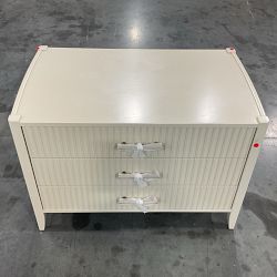 OPEN BOX:Lewis 3 Drawer Nightstand, Bone, Antique Brass