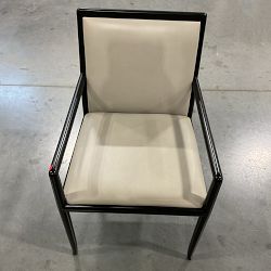 OPEN BOX:Roulan Dining Armchair, Milano Leather Grey, Ebony