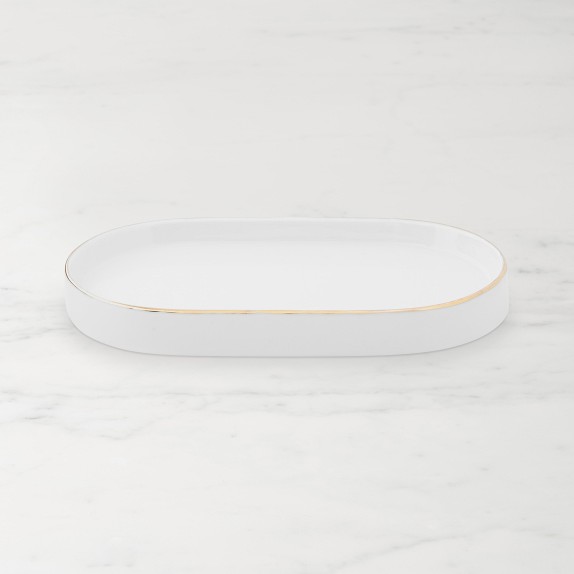 Ceramic Two-Bottle Caddy, White and Gold Porcelain