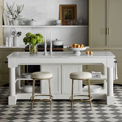 Barrelson Kitchen Island with Marble Top, Polished Nickel (84")
