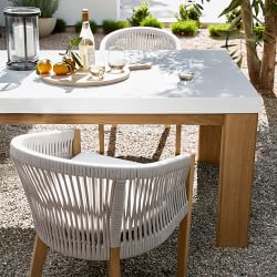 Larnaca Fiberstone Dining Table (96"-108") &amp; Teak Pasadena Dining Chairs