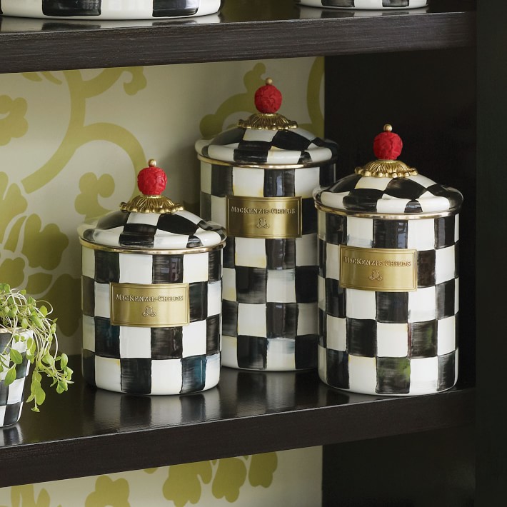 マッケンジーチャイルズ　Mackenzie キャニスター L MacKenzie-Childs Courtly Check Canister | Kitchen Counter
