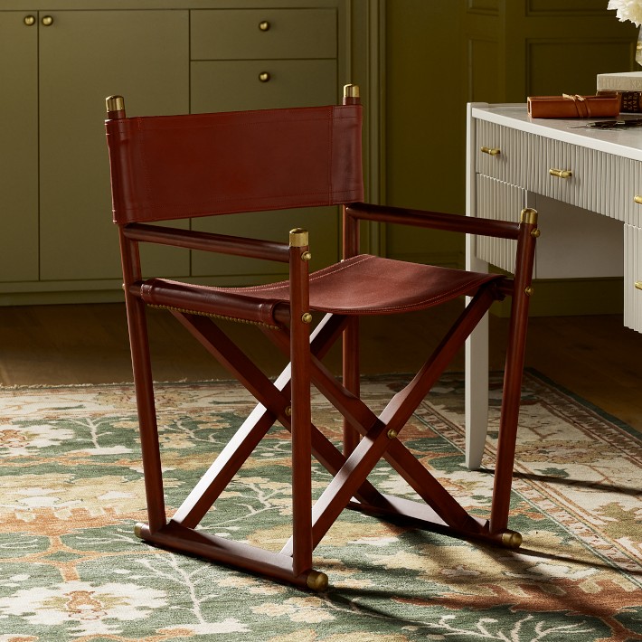 Director's Chair in Leather & Wood | Williams Sonoma