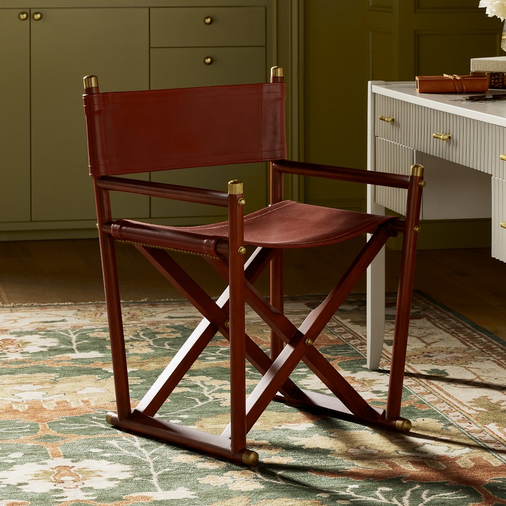Director's Chair in Leather & Wood | Williams Sonoma