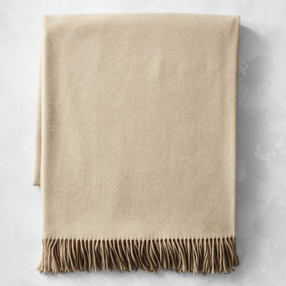 European Solid Grand Cashmere Throw - 72" x 80", Oatmeal