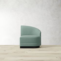 OPEN BOX:Capri Banquette Right Arm Single Bench, Signature Velvet, Ocean Blue, Ebony Leg