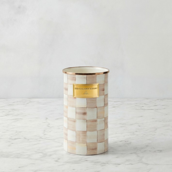 MacKenzie-Childs Mocha Check Utensil Holder | Williams Sonoma