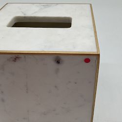 OPEN BOX:White Marble and Brass Tissue Holder