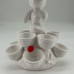 OPEN BOX:Sculptural Bunny Ceramic Egg Holder