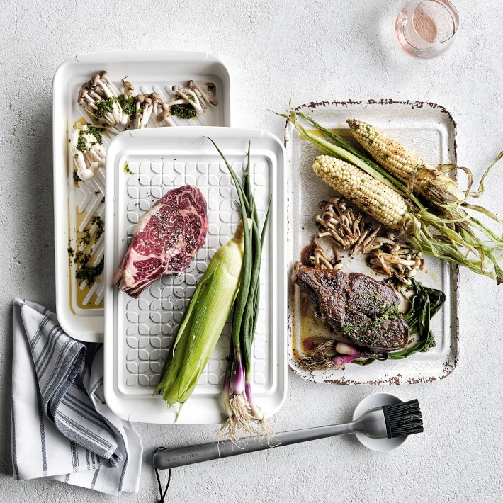Rustic 4-Piece Grill Marinade & Prep Trays | Williams Sonoma