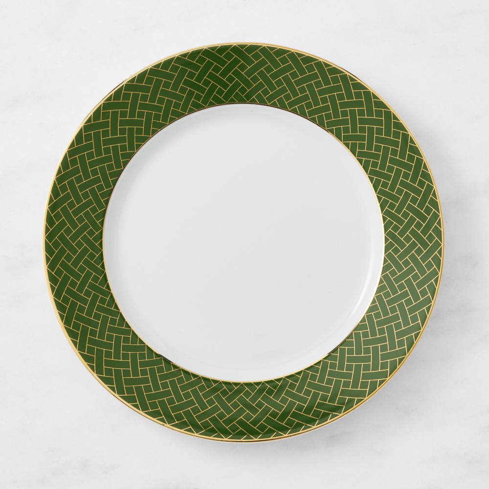 Garden Lattice Dinner Plates - Each, Green Rim