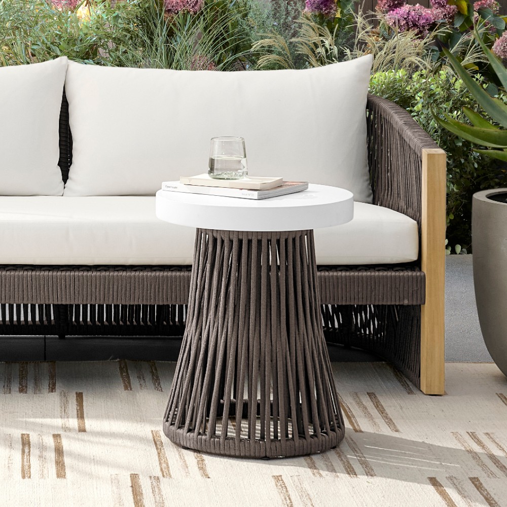 Pasadena Outdoor Fiberstone and Rope Side Table (18") by Williams Sonoma Home