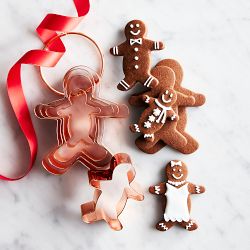 Williams Sonoma Copper Gingerbread Man Cookie Cutters on Ring, Set of 5