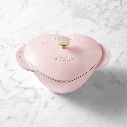 Staub Enameled Cast Iron Heart Dutch Oven, 1.75-Qt, Pink Peony