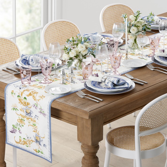 Bridgerton Table Runner Floral Linen-Cotton | Williams Sonoma